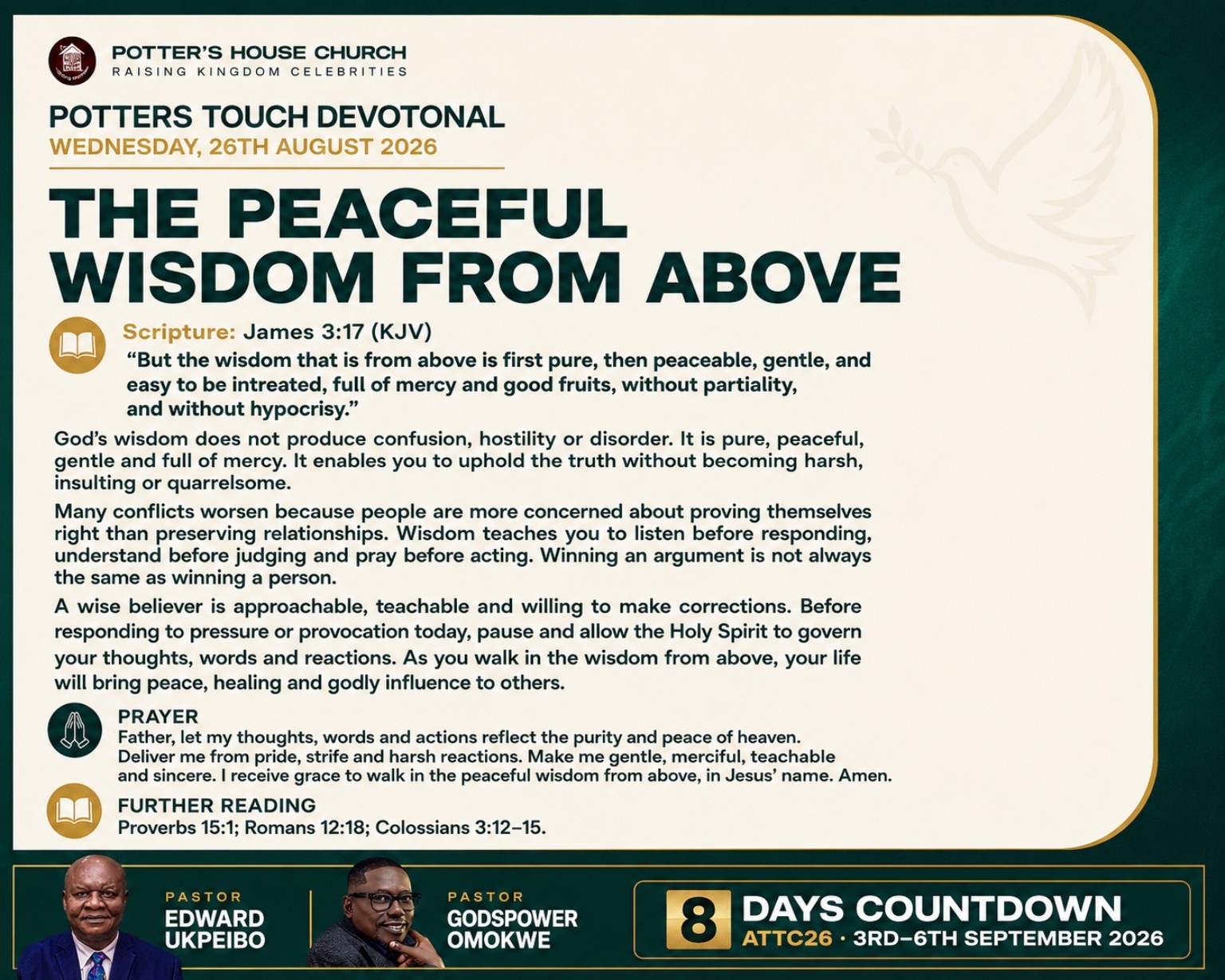 The Peaceful Wisdom from Above devotional design
