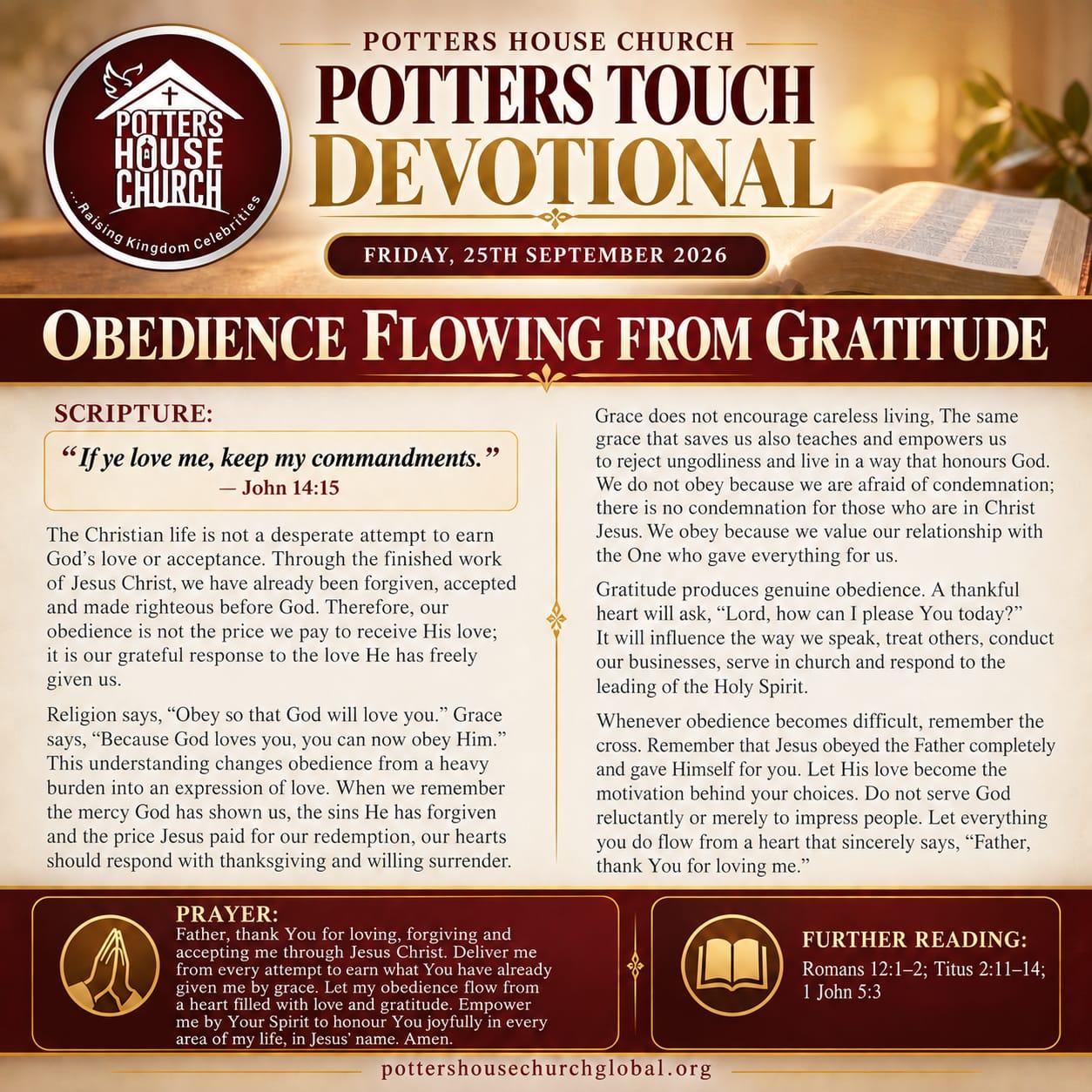 Obedience Flowing from Gratitude devotional design