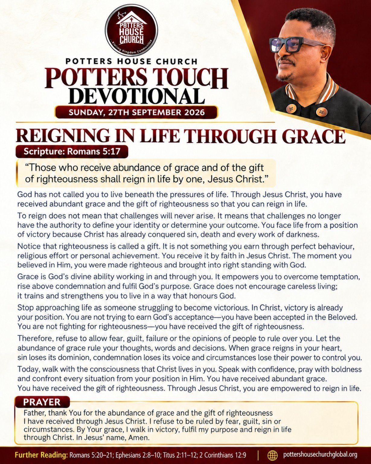 Reigning in Life through Grace devotional design