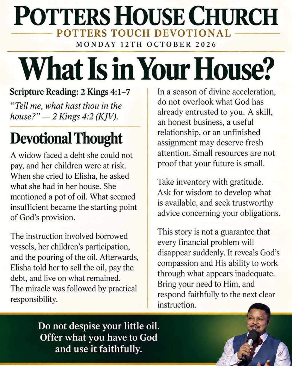 What Is in Your House? devotional design