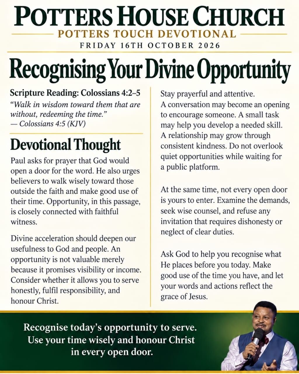 Recognising Your Divine Opportunity devotional design