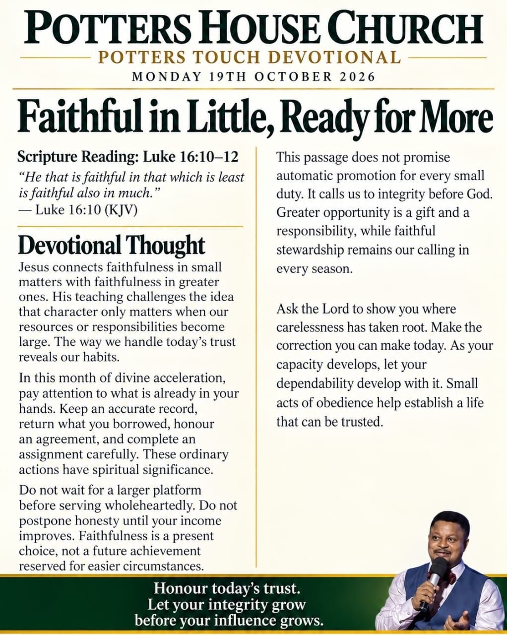 Faithful in Little, Ready for More devotional design