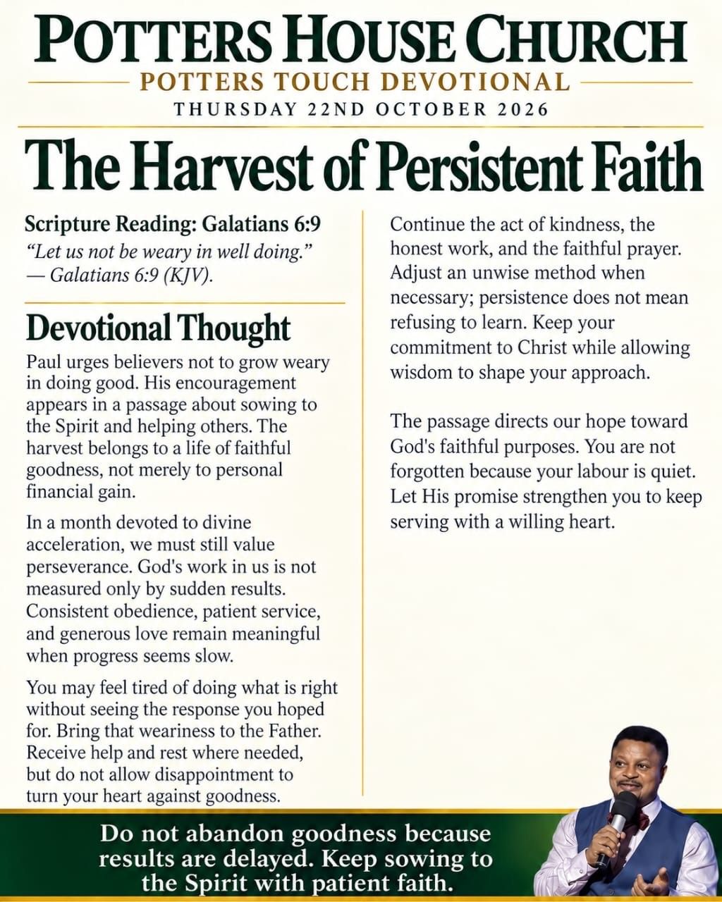 The Harvest of Persistent Faith devotional design